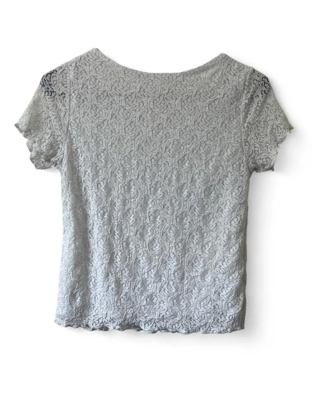 Girls XL 16/18 Justice Short Sleeve Layered White Lace Blouse Cinched Empire Hem